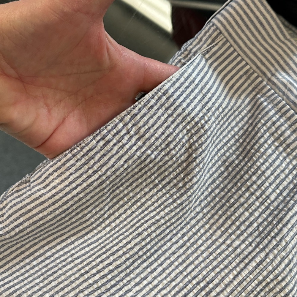Saks Fifth Ave size 14 women's trousers pants silk/cotton pinstriped classic - Picture 8 of 9